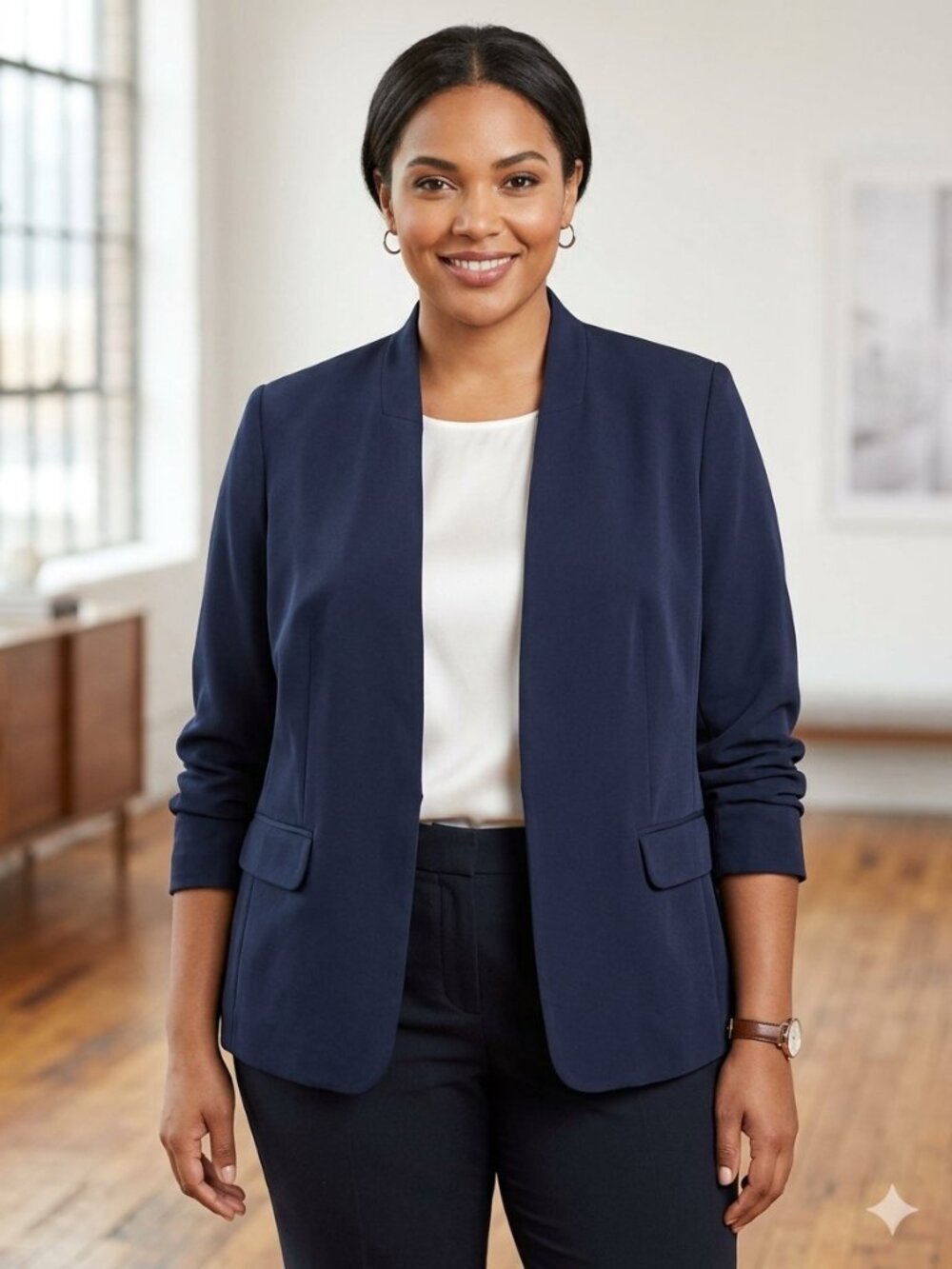 Jones New York NWT Navy Collarless Open-Front Blazer Jacket Size:18W